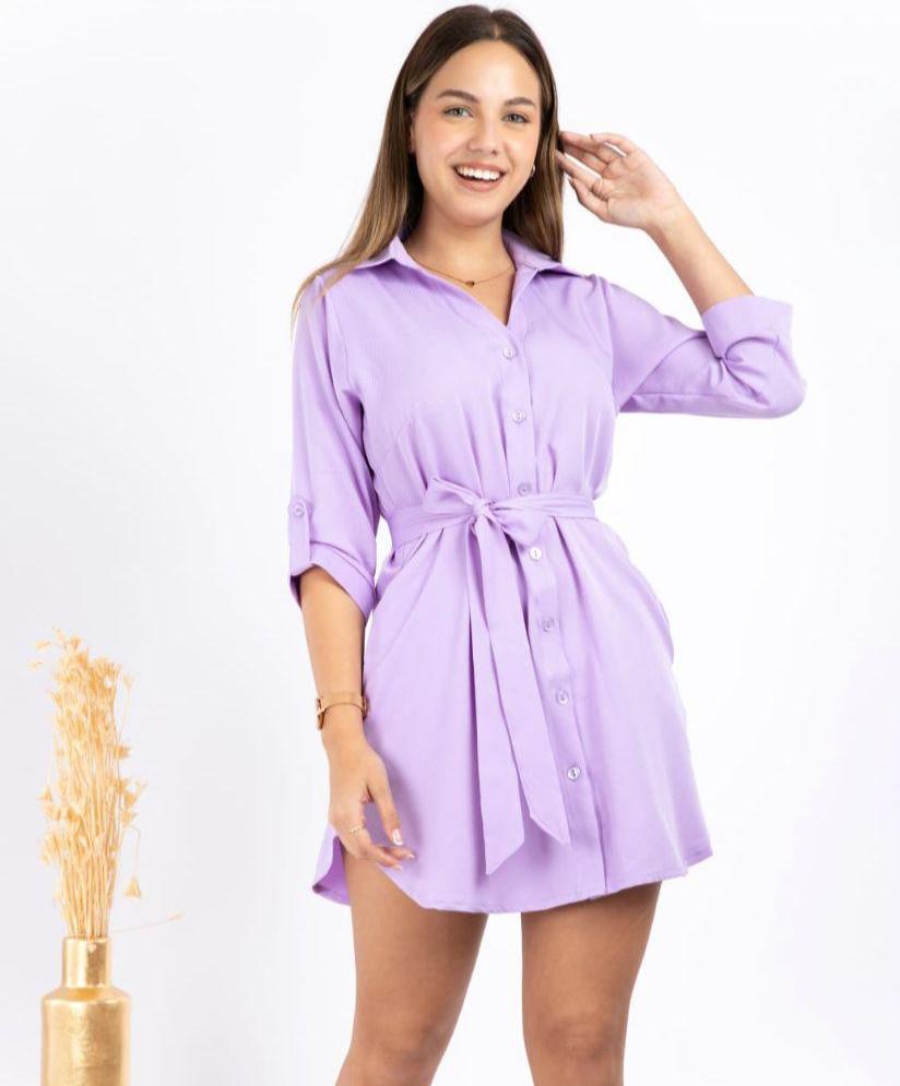 Vestido Corte en A Asimétrico Lila